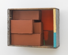 Yellow + Blue Stick, 2002, wooden box, cardboard boxes, flashe, housepaint