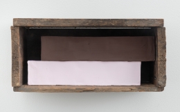 Pink Box, 2022, wooden box, cardboard boxes, Flashe acrylic