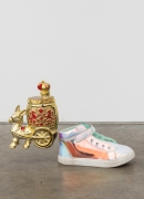 Cinderella, 2021, child&#039;s shoe, liquor bottle