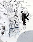 Gagarin and Laika (Life on Mars), 2007, mixed media on paper