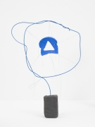 Driftloaf (Blue Triangle), 2015&nbsp;, clay, plastic coated wire, thread, bread, paint