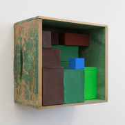 Elegy #1, 2019, wooden box, cardboard boxes, Flashe acrylic