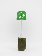 Driftloaf (Green with Moss), 2015, mossy brick, papier-m&acirc;ch&eacute;, bread,&nbsp;paint, wire