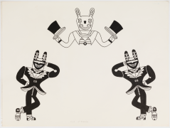 black and white rabbit drawing