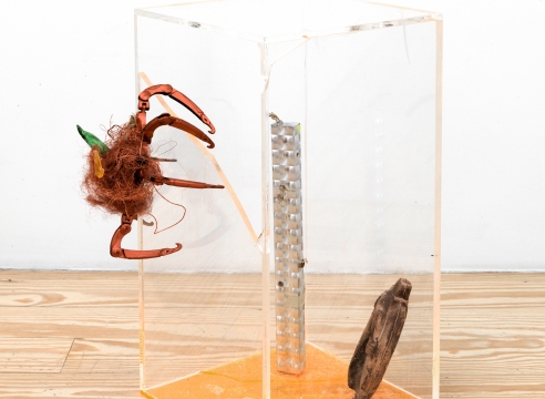 sculpture with spider